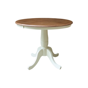 36&quot Round Top Pedestal Table With 12&quot Leaf - 28.9&quotH - Dining Height
