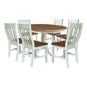 36&quot Round Extension Dining Table With 6 Cafe Dining Chairs - Multi-Color