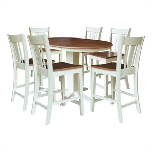 36&quot Round Extension Table with 6 Counter Height Stools - Multi-Color