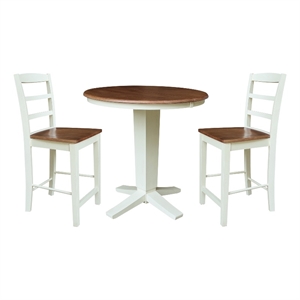 36&quot Round Extension Table with 2 Counter Height Stools - Multi-Color