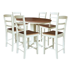 36&quot Round Extension Table with 6 Counter Height Stools - Multi-Color