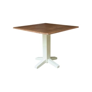 Solid Wood 36&quot Square Dual Drop Leaf Dining Table - Multi-Color
