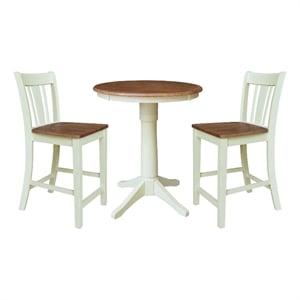 30&quot Round Pedestal Gathering Height Table With 2 Counter Stools - Multi-Color