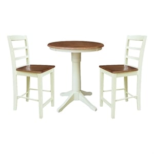30&quot Round Pedestal Gathering Height Table With 2 Counter Stools - Multi-Color