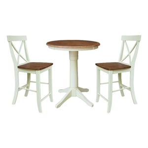 30&quot round Pedestal Counter Height table with 2 X-Back Stools - Multi-Color