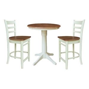 30&quot Round Pedestal Gathering Height Table with 2 Counter Stools - Multi-Color