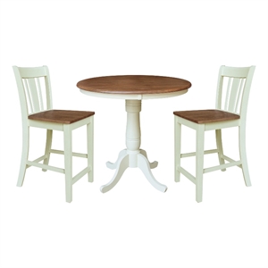 36&quot Wood Round Pedestal Counter Height Dining Table with 2 Stools - Multi-Color