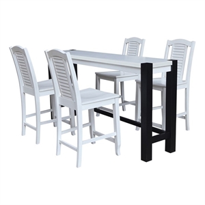 Solid Wood Tall Accent Table with 4 Counter Height Stools - Multi-Color