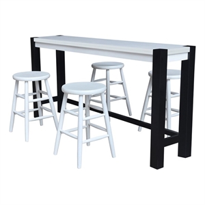 Solid Wood Tall Accent Table with 4 Counter Height Stools - Multi-Color