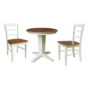 30&quot Solid Wood Round Top Dining Table with 2 Chairs   Multi Color