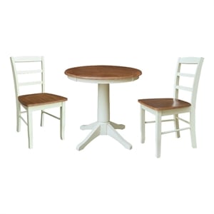 30&quot Round Pedestal Dining Table with 2 Madrid LadderBack Chairs   Multi Color