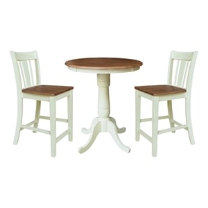 30&quot Round Pedestal Gathering Height Table With 2 Counter Stools - Multi-Color
