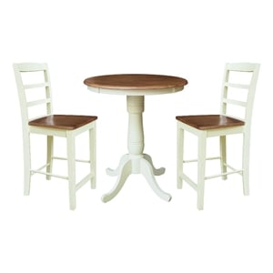 30&quot Round Pedestal Gathering Height Table With 2 Counter Stools - Multi-Color
