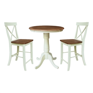 30&quot Round Pedestal Counter Height Table with 2 Counter Stools - Multi-Color