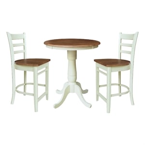 30&quot Round Pedestal Gathering Height Table With 2 Counter Stools - Multi-Color