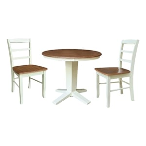 36&quot Solid Wood Round Top Dining Table with 2 Chairs   Multi Color