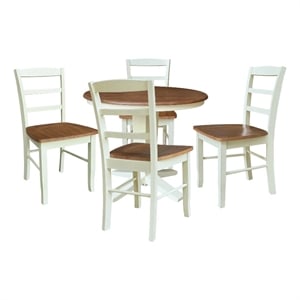 36&quot Solid Wood Round Top Dining Table with 4 Chairs   Multi Color