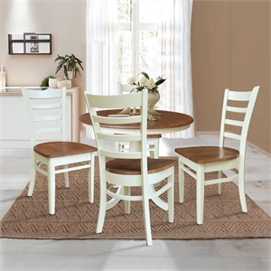 36&quot Solid Wood Round Pedestal Dining Table with 4 Dining Chairs - Multi-Color