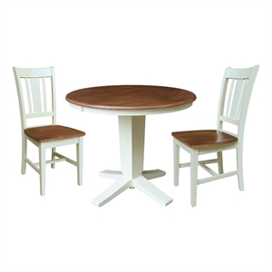 36&quot Solid Wood Round Extension Dining Table with 2 Chairs   Multi Color