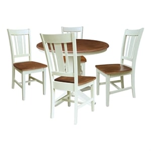 36&quot Solid Wood Round Extension Dining Table with 4 Chairs   Multi Color