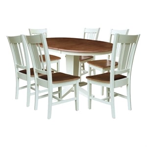 36&quot Solid Wood Round Extension Dining Table with 6 Chairs   Multi Color