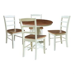 36&quot Solid Wood Round Extension Dining Table with 4 Chairs   Multi Color