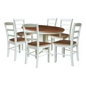 36&quot Solid Wood Round Extension Dining Table with 6 Chairs   Multi Color