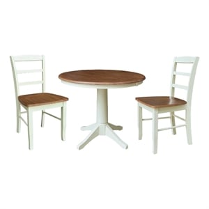 36&quot Round Extension Dining Table with 12&quot Leaf and 2 Dining Chairs   Multi Color