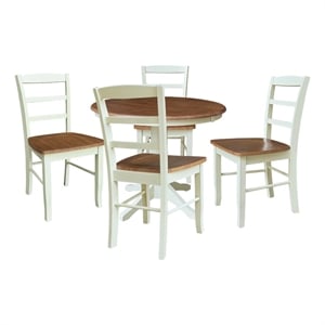 36&quot Round Extension Dining Table with 12&quot Leaf and 4 Dining Chairs   Multi Color