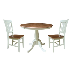 36&quot Round Extension Dining Table With 2 San Remo Dining Chairs   Multi Color