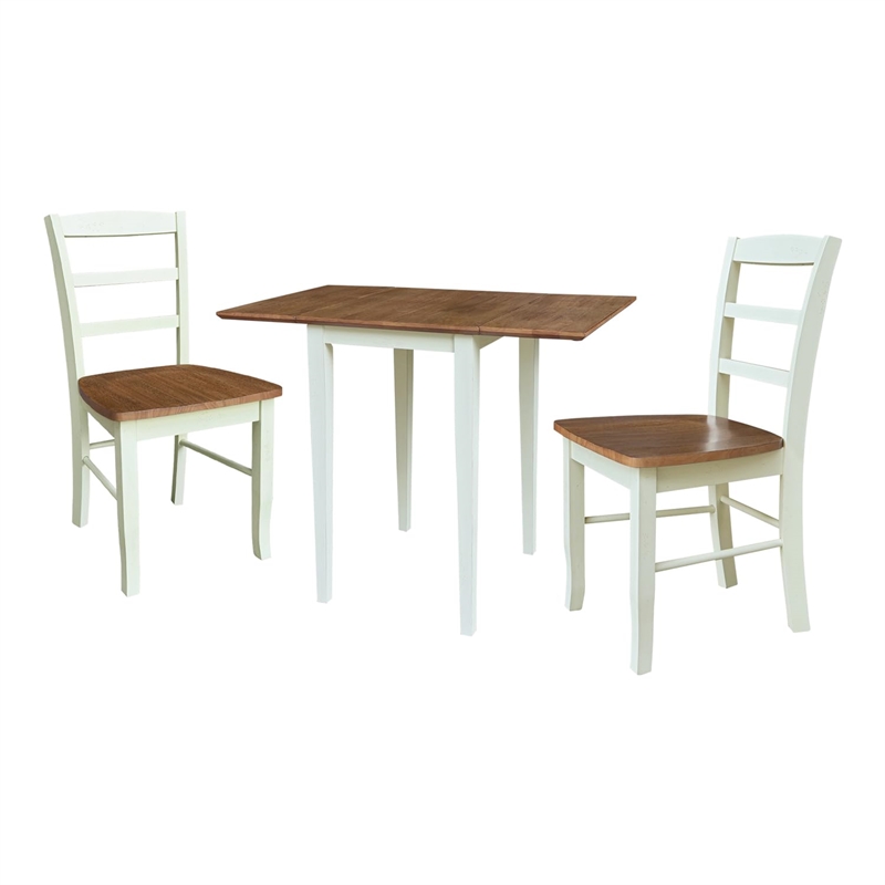 Small Dual Drop Leaf Dining Table with 2 Madrid LadderBack Chairs   Multi Color