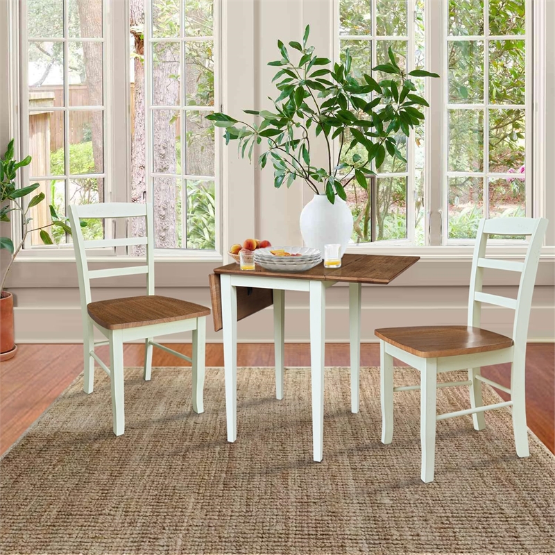 Small Dual Drop Leaf Dining Table with 2 Madrid LadderBack Chairs   Multi Color
