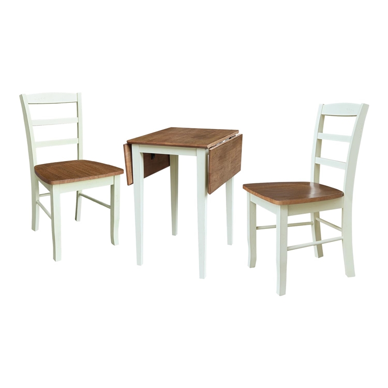 Small Dual Drop Leaf Dining Table with 2 Madrid LadderBack Chairs   Multi Color