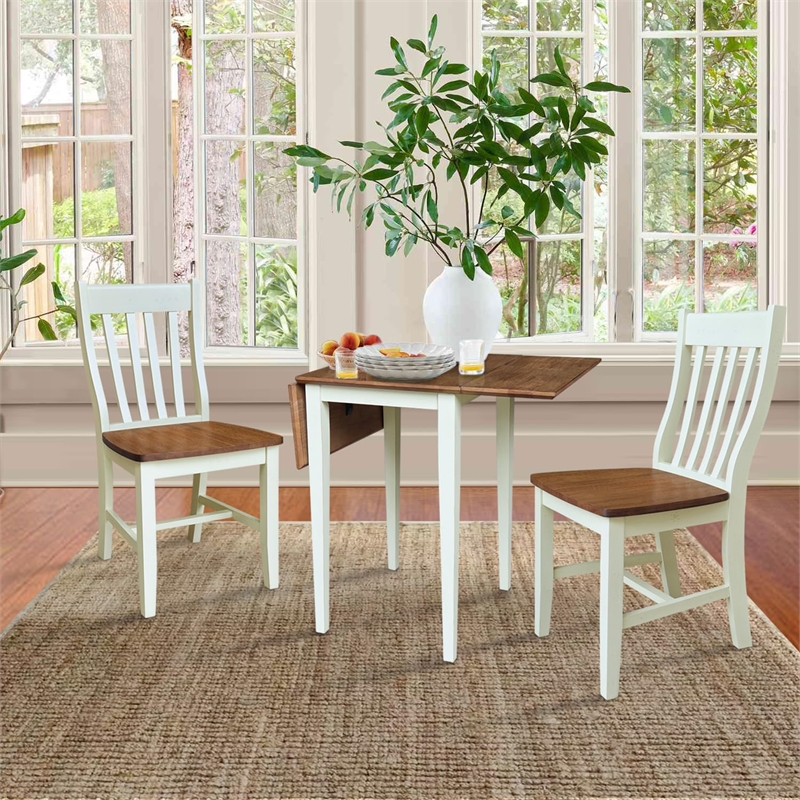 Small Dual Drop Leaf Table with Two Chairs - 3 Piece Set - Multi-Color