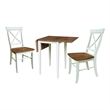 Small Dual Drop Leaf Table with Two Chairs - 3 Piece Set - Multi-Color