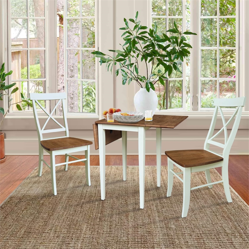 Small Dual Drop Leaf Table with Two Chairs - 3 Piece Set - Multi-Color