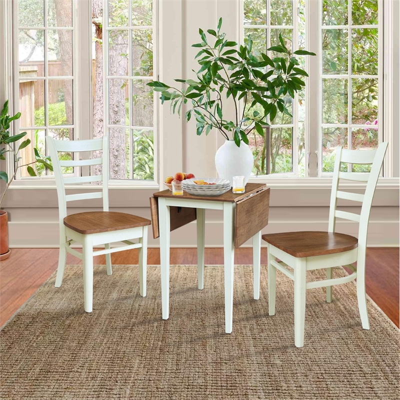 Small Dual Drop Leaf Table with Two Chairs - 3 Piece Set - Multi-Color