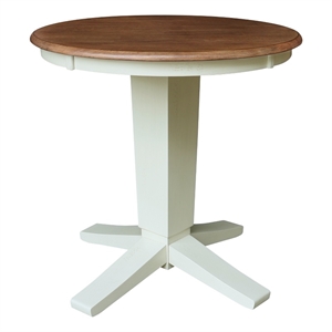 30&quot Solid Wood Round Top Pedestal Dining Table - 29.9&quot High - Multi-Color