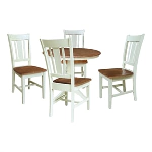 36&quot Round Top Pedestal Dining Table with 4 San Remo Chairs   Multi Color