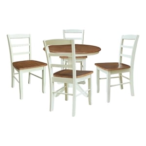 36&quot Round Pedestal Dining Table with 4 Madrid LadderBack Chairs   Multi Color