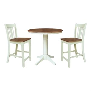 36&quot Round Pedestals Counter Height Dining Table With 2 Stools - Multi-Color