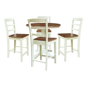 36&quot Round Pedestal Gathering Height Table With 4 Counter Stools - Multi-Color