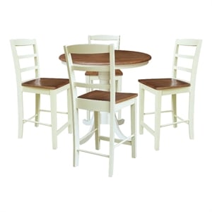 36&quot Round Pedestal Gathering Height Table with 4 Counter Stools - Multi-Color