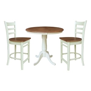 36&quot Round Pedestal Gathering Height Table With 2 Counter Stools - Multi-Color