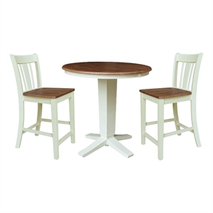 36&quot Round Extension Table with 2 Counter Height Stools - Multi-Color