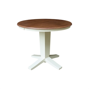 36&quot Solid Wood Round Pedestal Table with 12&quot Leaf - Multi-Color