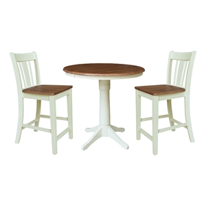 36&quot Round Extension Table with 2 Counter Height Stools - Multi-Color