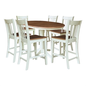 36&quot Round Extension Table with 6 Counter Height Stools - Multi-Color