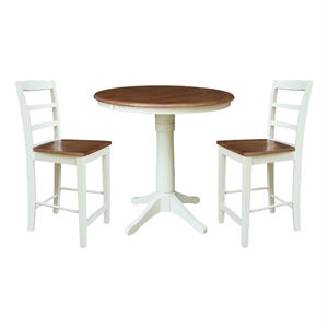 36&quot Round Extension Table with 2 Counter Height Stools - Multi-Color