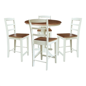 36&quot Round Extension Table with 4 Counter Height Stools - Multi-Color